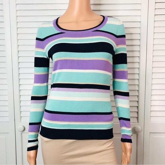 2/$25 Talbots Striped Long Sleeve Sweater Size Petite - Picture 1 of 7
